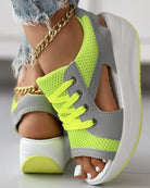 Lavinque Sandals Vert / 35 Sandales Baskets à Semelle Épaisse | Confort & Style Sportif | Design Aéré