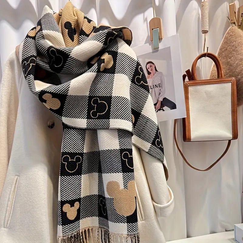 Lavinque Scarfs Noir-Gris Écharpe en Laine à Carreaux | Hiver | Douce et Tendance