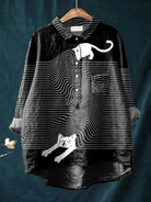 Lavinque shirt Chat noir / S Chemise Oversize | Imprimé Chiens | Style Original et Décontracté