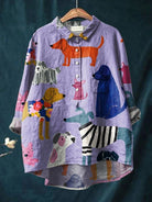 Lavinque shirt Chien violet / S Chemise Oversize | Imprimé Chiens | Style Original et Décontracté