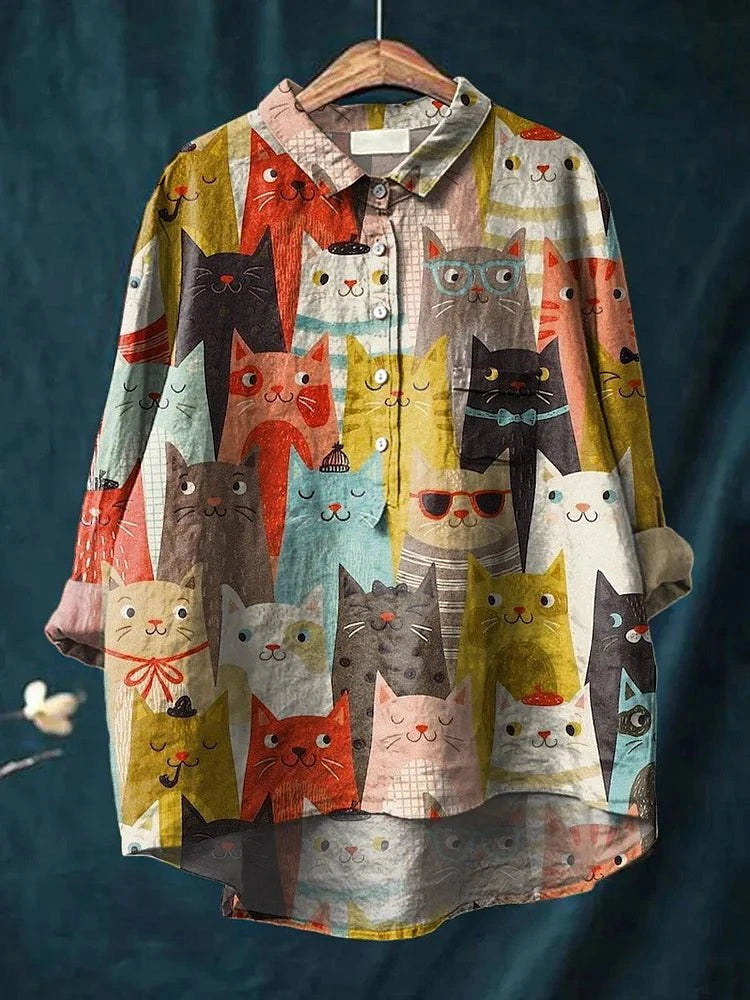 Lavinque shirt Couleurs des chats / S Chemise Oversize | Imprimé Chiens | Style Original et Décontracté