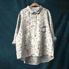 Lavinque Shirts Beige / S Chemise Oversize Fleurie | Lin Mélangé | Décontractée et Romantique