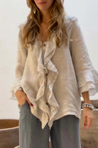 Lavinque Shirts Beige / S Chemisier en Lin | Élégant | Léger et Confortable
