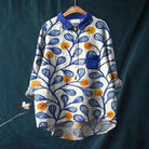 Lavinque Shirts Bleu-Blanc / S Chemise Oversize Imprimée | Blanc & Bleu | Bohème et Élégante