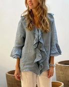 Lavinque Shirts Bleu / S Chemisier en Lin | Élégant | Léger et Confortable