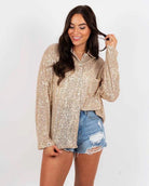 Lavinque Shirts Champagne / S Chemise Brillante à Sequins | Coupe Oversize | Chic et Lumineuse