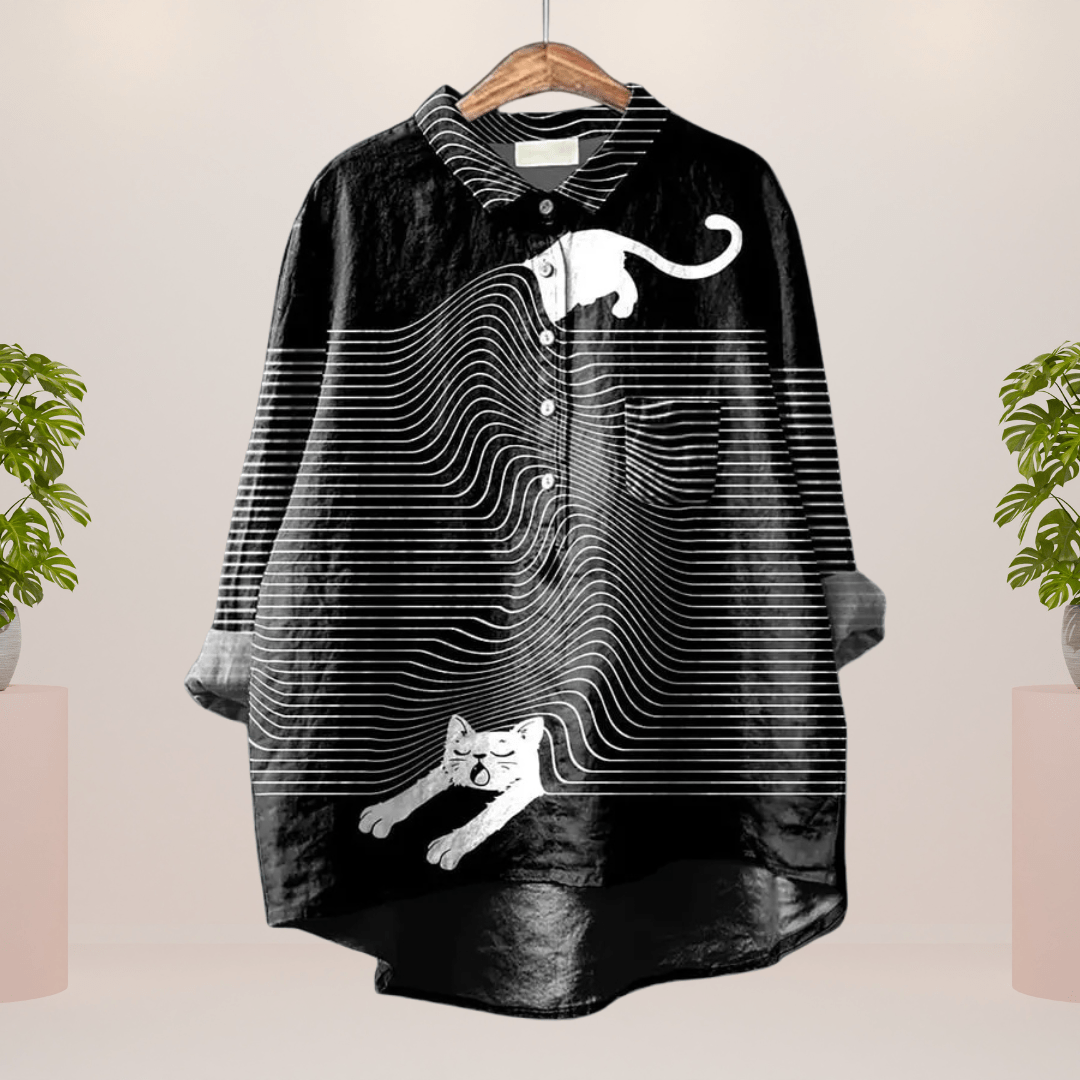 Lavinque Shirts Chats Noir / S Chemise Oversize Violette | Imprimé Chiens Colorés | Style Fun et Confortable