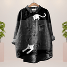 Lavinque Shirts Chats Noir / S Chemise Oversize Violette | Imprimé Chiens Colorés | Style Fun et Confortable
