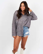 Lavinque Shirts Gris / S Chemise Brillante à Sequins | Coupe Oversize | Chic et Lumineuse