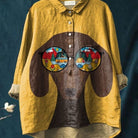 Lavinque Shirts Jaune-Marron / S Chemise Oversize Imprimée | Blanc & Bleu | Bohème et Élégante
