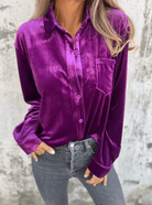 Lavinque Shirts Pourpre / S Chemise Velours Cuivrée | Effet Satiné | Élégante & Confortable