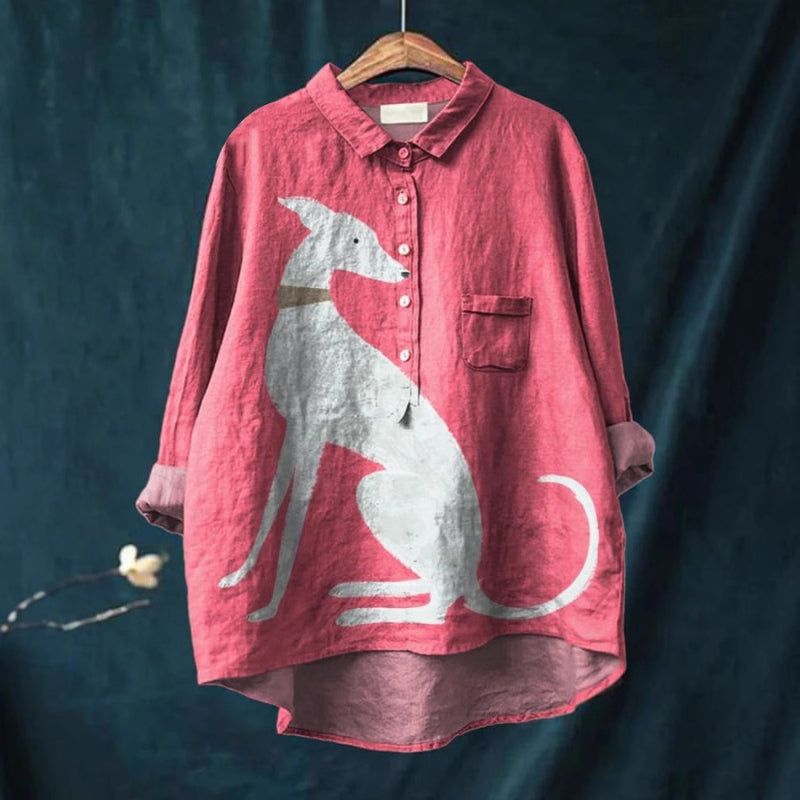 Lavinque Shirts Rose / S Chemise Oversize Imprimée | Blanc & Bleu | Bohème et Élégante