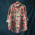 Lavinque Shirts Rouge / S Chemise Oversize Fleurie | Lin Mélangé | Décontractée et Romantique