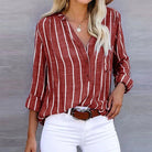 Lavinque Shirts Rouge / S Chemise Rayée en Lin | Décontractée | Légère et Élégante
