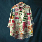 Lavinque Shirts Vert / S Chemise Oversize Fleurie | Lin Mélangé | Décontractée et Romantique