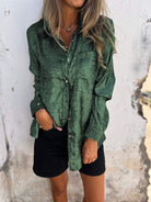 Lavinque Shirts Vert / S Chemise Satinée | Effet Métallisé | Chic et Moderne