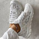 Lavinque Shoes Baskets Blanches en Dentelle | Élégance &  Confort | Look Chic et Aéré