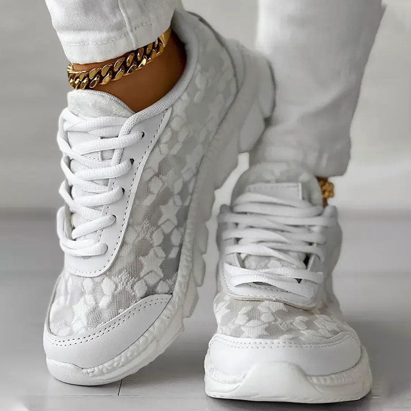 Lavinque Shoes Baskets Blanches en Dentelle | Élégance &  Confort | Look Chic et Aéré