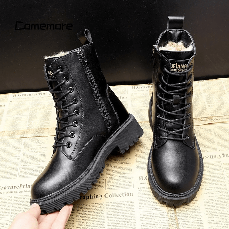 Lavinque Shoes Bottes de Combat Hiver en Simili Cuir | Chaudes & Robustes | Confort et Style Urbain