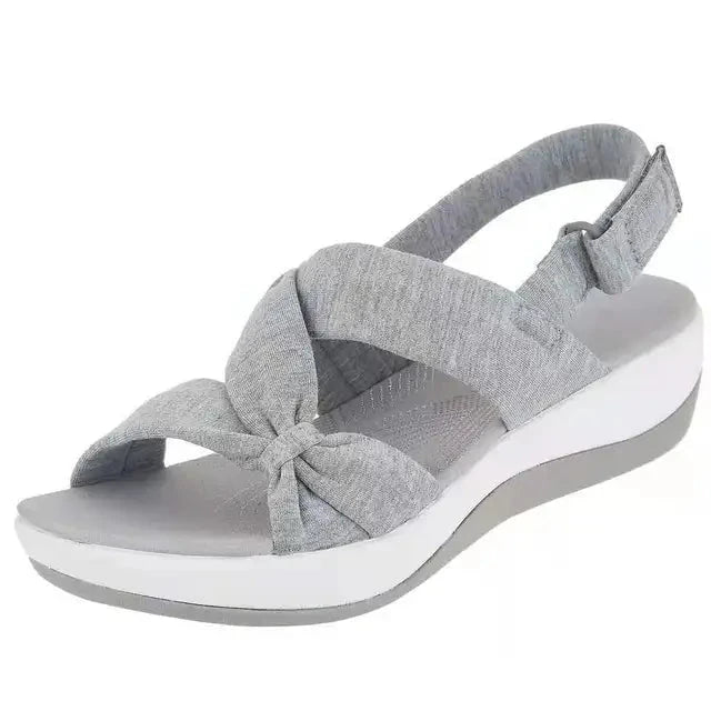 Lavinque Shoes Gris / 35 Sandales Confort à Nœud | Élégance Décontractée | Idéales pour l'Été