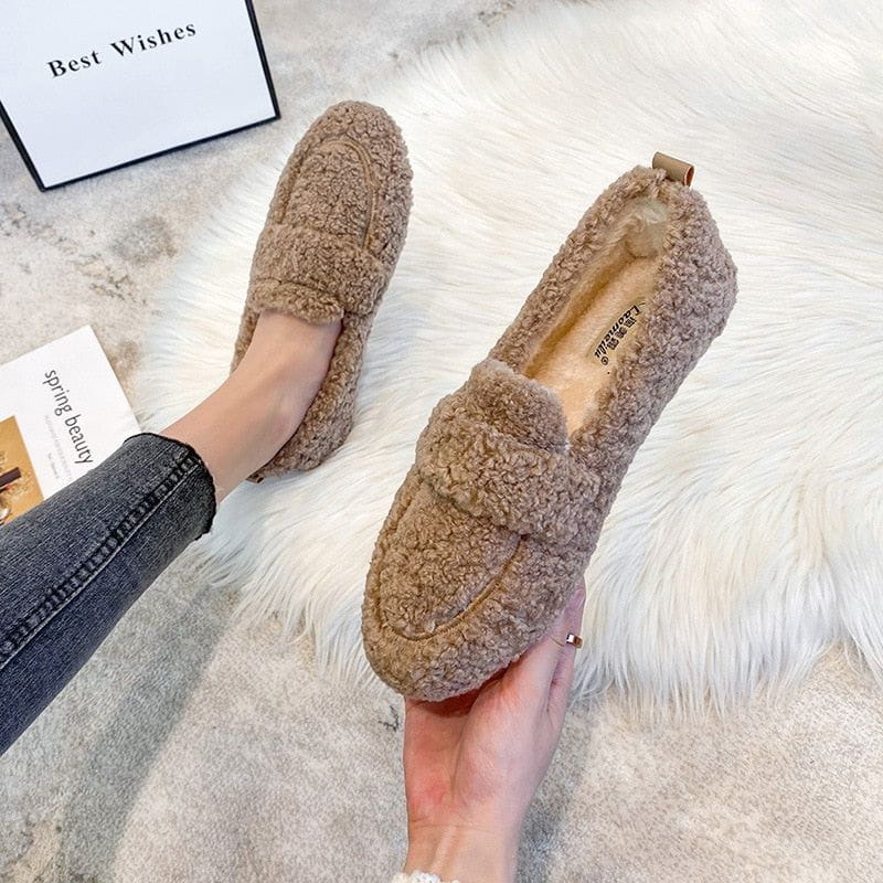 Lavinque Shoes Kaki / 37 Mocassins Doublés en Laine | Chaleur et Confort | Style Décontracté