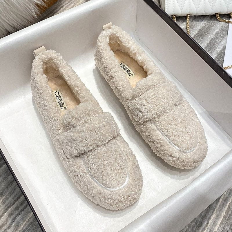 Lavinque Shoes La crème / 37 Mocassins Doublés en Laine | Chaleur et Confort | Style Décontracté