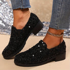 Lavinque Shoes Mocassins à Paillettes | Noir Brillant | Glamour et Confort Réunis