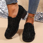 Lavinque Shoes Mocassins à Paillettes | Noir Brillant | Glamour et Confort Réunis
