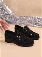 Lavinque Shoes Mocassins à Paillettes | Noir Brillant | Glamour et Confort Réunis