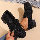 Lavinque Shoes Mocassins à Paillettes | Noir Brillant | Glamour et Confort Réunis
