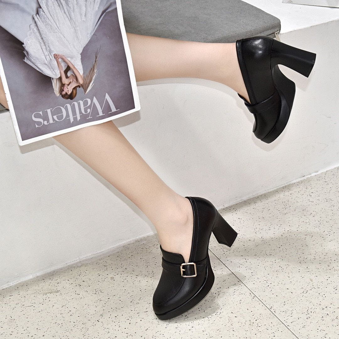 Lavinque Shoes Mocassins à Talons | Cuir Synthétique | Élégants et Confortables