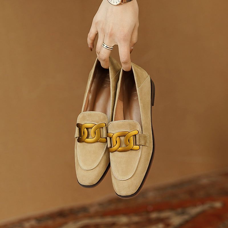 Lavinque Shoes Mocassins Élégants à Chaîne | Beige Crème | Classiques & Intemporels