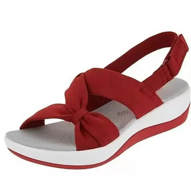 Lavinque Shoes Rouge / 35 Sandales Confort à Nœud | Élégance Décontractée | Idéales pour l'Été