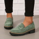 Lavinque Shoes Vert armée / 35 Mocassins Femme | Élégance & Confort | Semelle Épaisse Antidérapante