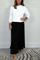Lavinque Skirt Blanc-Noir / S Ensemble Pull et Jupe Plissée | Élégance | Confort et Fluidité