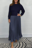 Lavinque Skirt Bleu / S Ensemble Pull et Jupe Plissée | Élégance | Confort et Fluidité