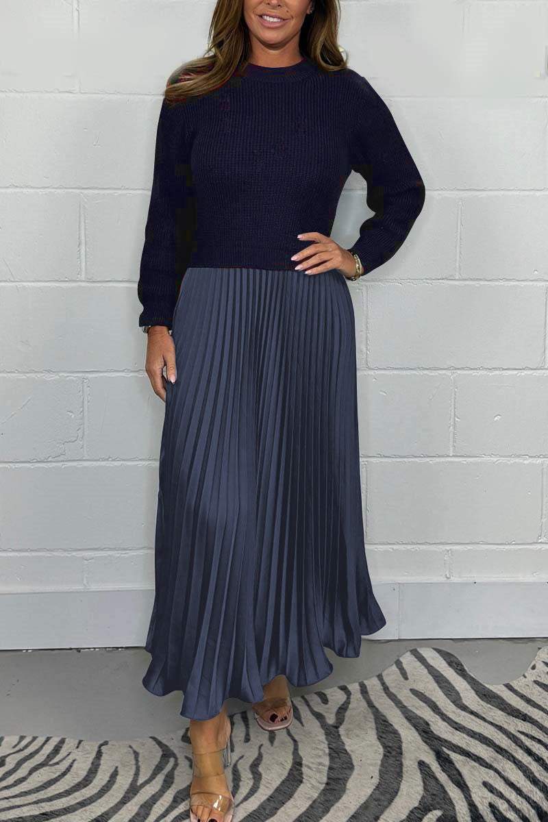 Lavinque Skirt Bleu / S Ensemble Pull et Jupe Plissée | Élégance | Confort et Fluidité