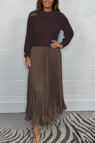 Lavinque Skirt Marron / S Ensemble Pull et Jupe Plissée | Élégance | Confort et Fluidité