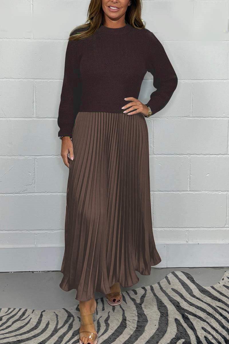 Lavinque Skirt Marron / S Ensemble Pull et Jupe Plissée | Élégance | Confort et Fluidité