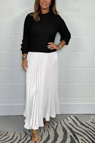 Lavinque Skirt Noir-Blanc / S Ensemble Pull et Jupe Plissée | Élégance | Confort et Fluidité