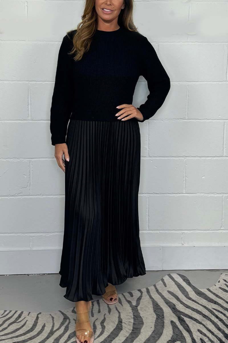 Lavinque Skirt Noir / S Ensemble Pull et Jupe Plissée | Élégance | Confort et Fluidité