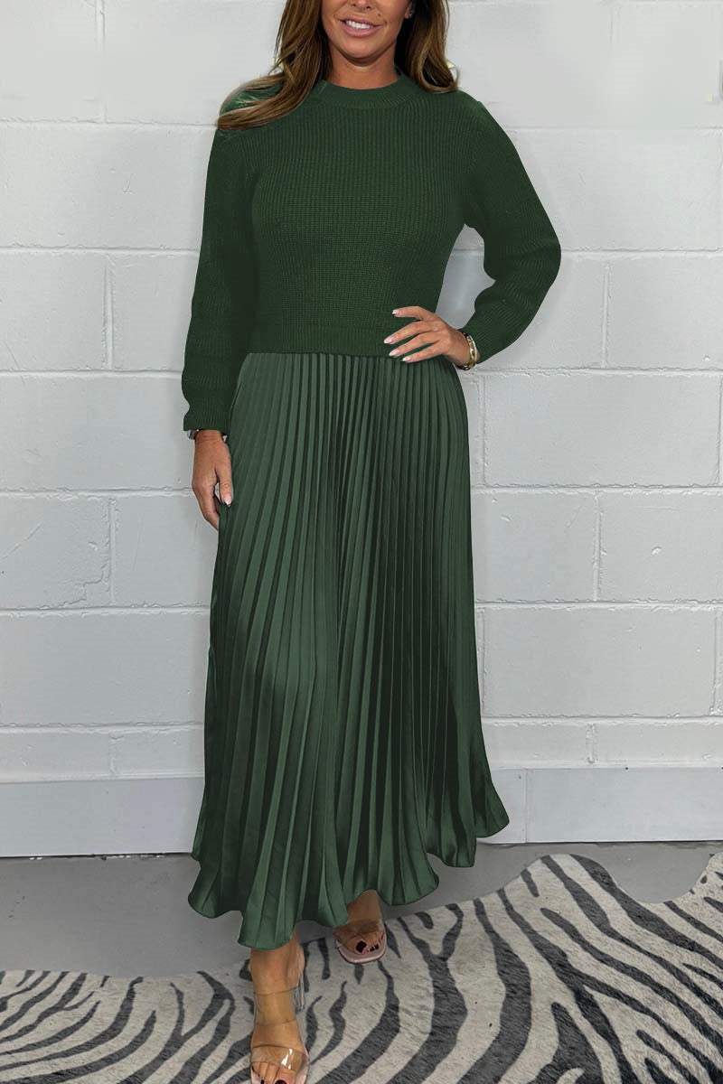 Lavinque Skirt Vert / S Ensemble Pull et Jupe Plissée | Élégance | Confort et Fluidité