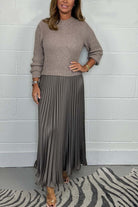 Lavinque Skirt Vison / S Ensemble Pull et Jupe Plissée | Élégance | Confort et Fluidité