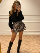 Lavinque Skirt XS Jupe Volantée Léopard | Taille Haute | Féminine et Tendance