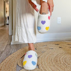 Lavinque Slippers Chaussons Cœur Doux | Multicolore sur Blanc | Mignons et Ultra Confortables