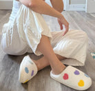 Lavinque Slippers Chaussons Cœur Doux | Multicolore sur Blanc | Mignons et Ultra Confortables