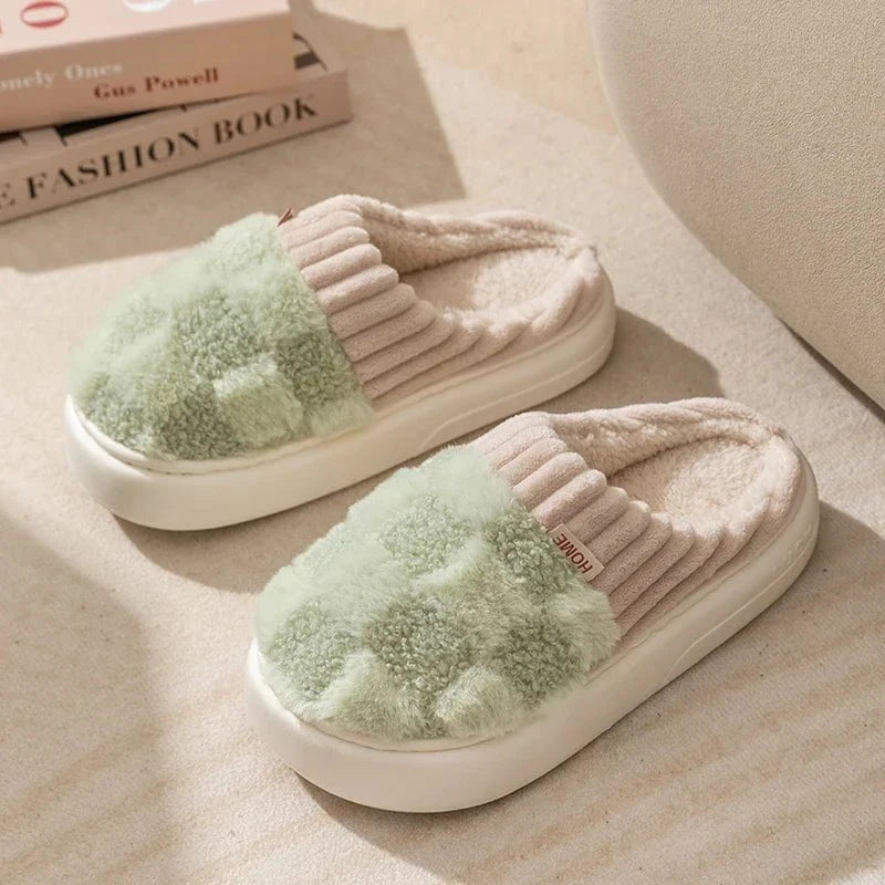 Lavinque Slippers Chaussons d’intérieur fourrés | Rose et gris | Chaleur et confort absolu