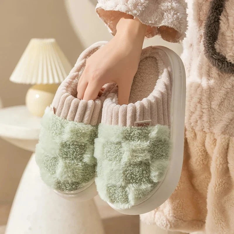 Lavinque Slippers Chaussons d’intérieur fourrés | Rose et gris | Chaleur et confort absolu