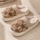 Lavinque Slippers Chocolat / 37 Chaussons d’intérieur fourrés | Rose et gris | Chaleur et confort absolu