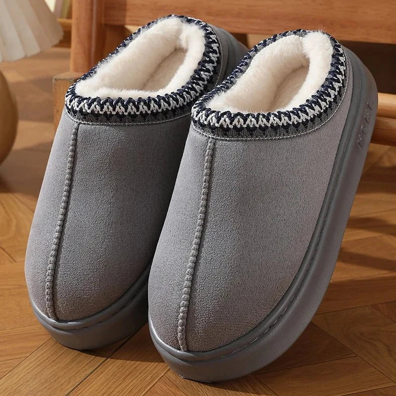 Lavinque Slippers Gris / 35 Chaussons Hiver Doublés | Marron Caramel | Ultra Chauds & Confort Absolu
